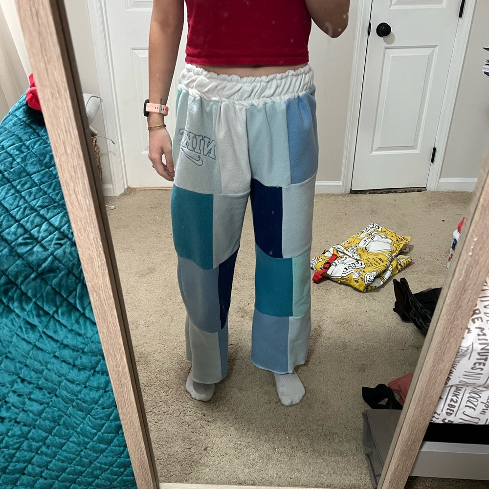 Patchwork Nike Sweats - Blue and White